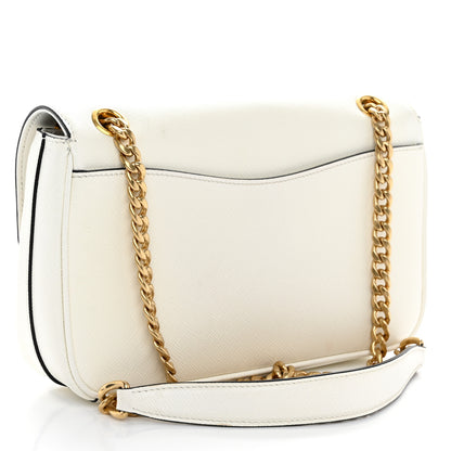 Prada Saffiano Flap Shoulder Bag White 3 of 12