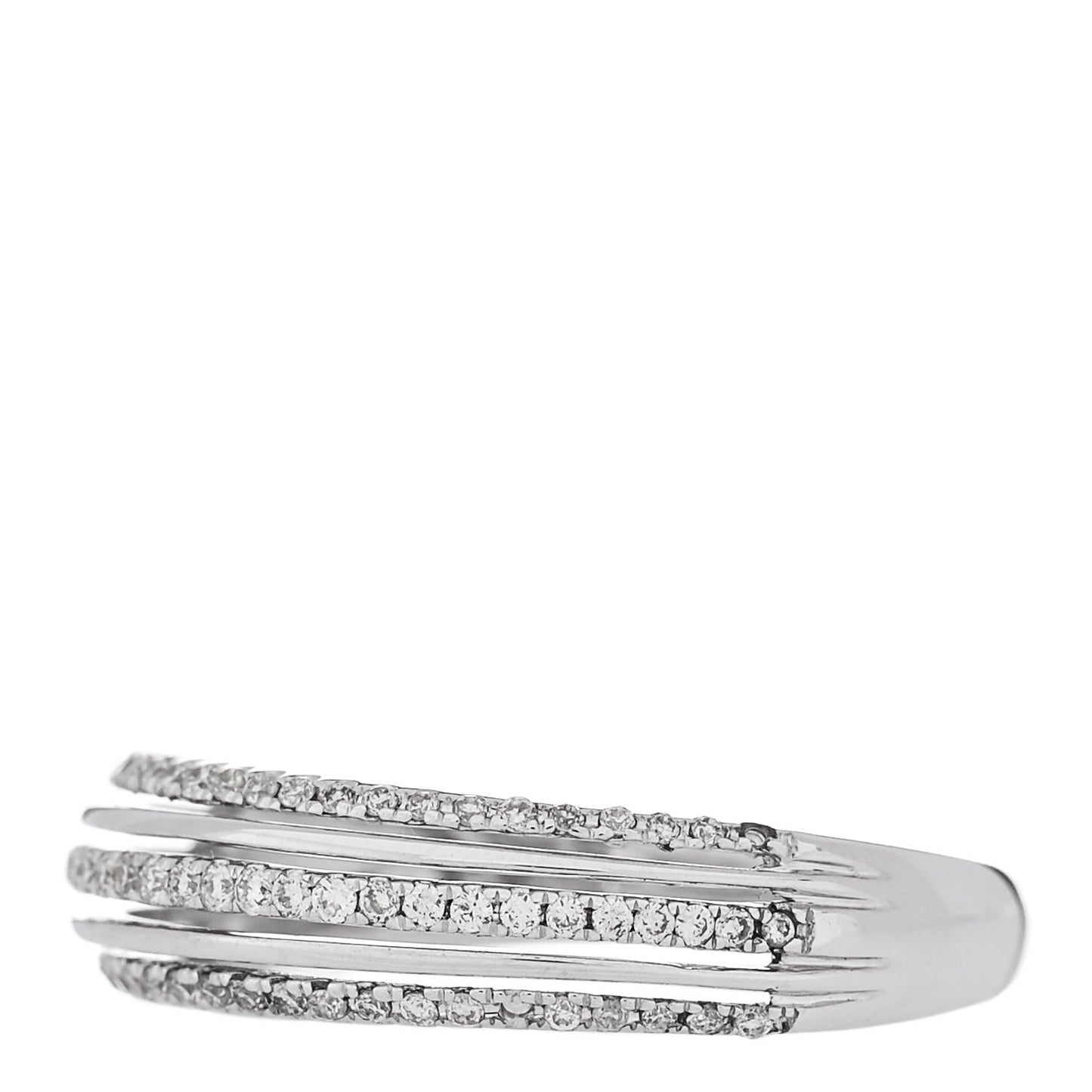 18K White Gold Diamond .24ctw 3 Row Pave Band Ring 53 6.25