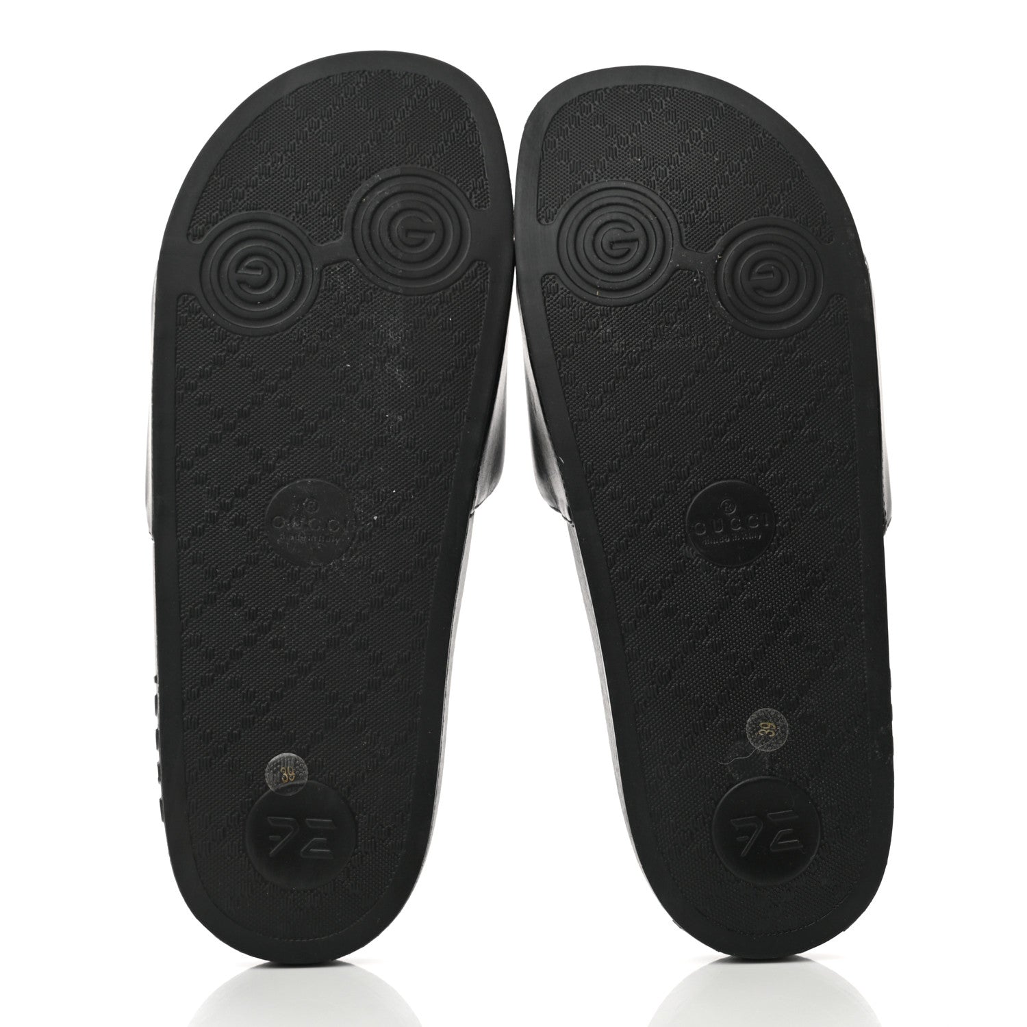 Gucci Nappa Miro Soft Calfskin Womens Interlocking G Slide Sandals 39 Black White 5 of 7
