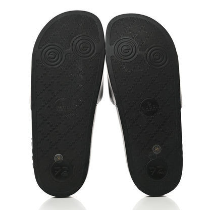 Gucci Nappa Miro Soft Calfskin Womens Interlocking G Slide Sandals 39 Black White 5 of 7
