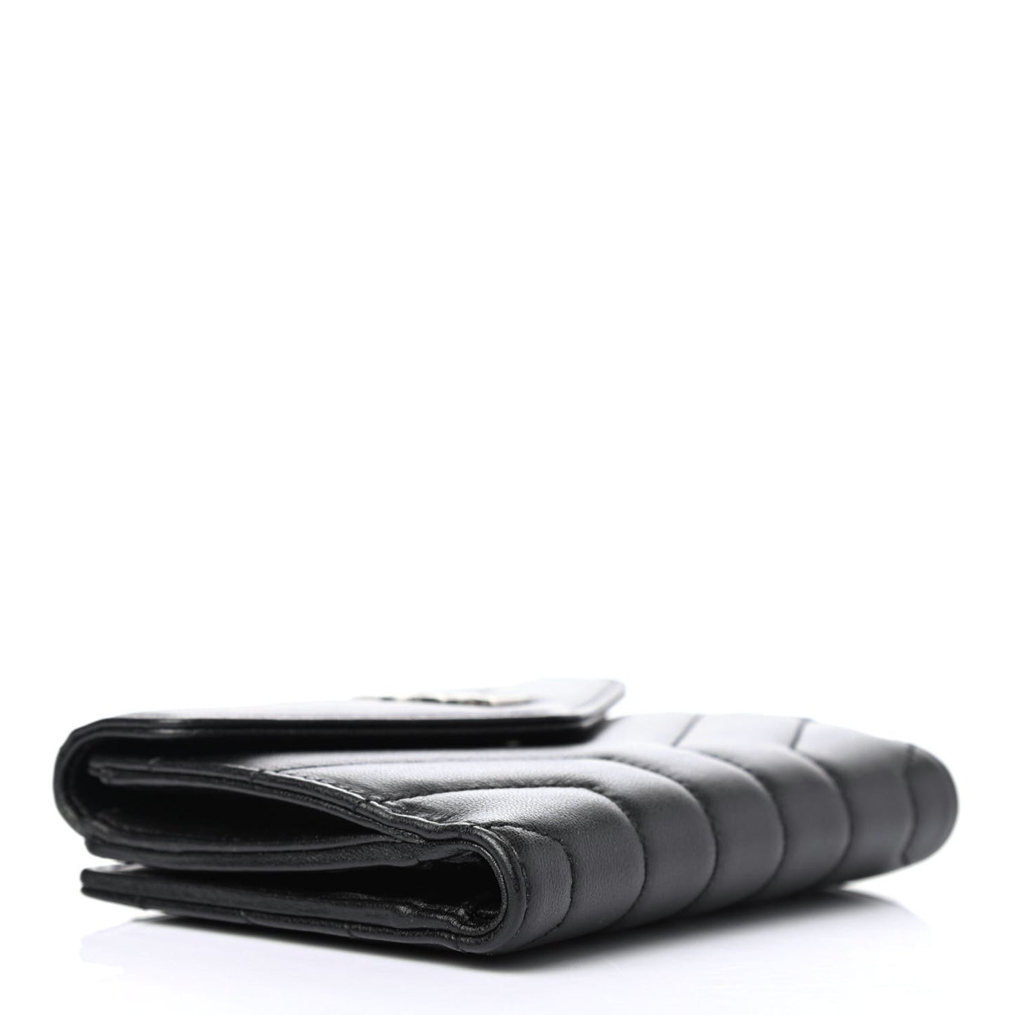 Lambskin Y Quilted Monogram Compact Loulou Wallet Black