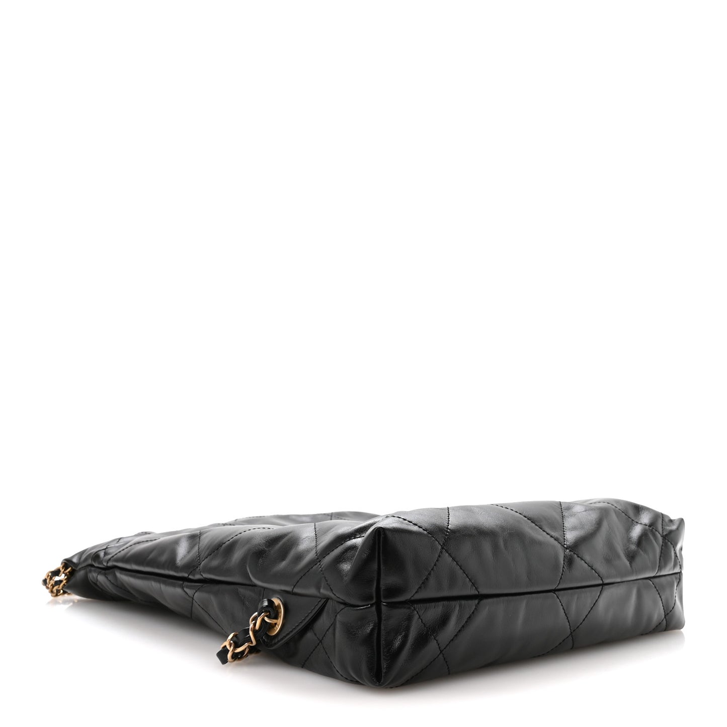 Shiny Calfskin Quilted Chanel 22 Backpack Black