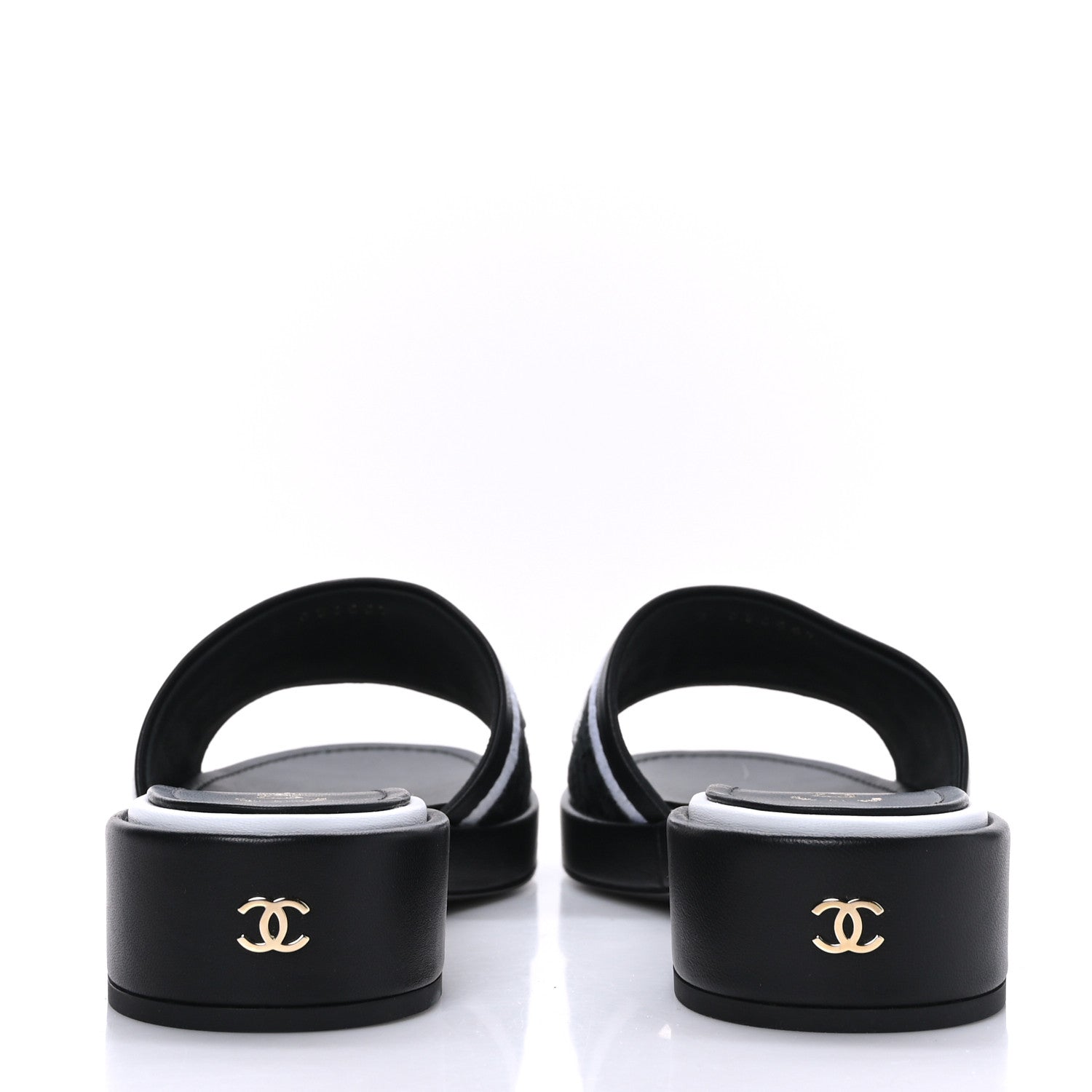 Chanel Lambskin Embroidered CC Mule Sandal 39 Black White 5 of 9