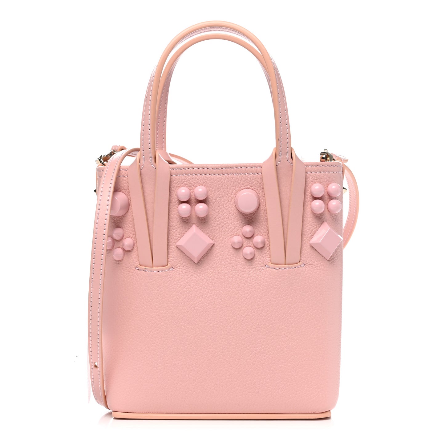 Calfskin Empire Spike Studded Mini North South Cabata Tote Rosy