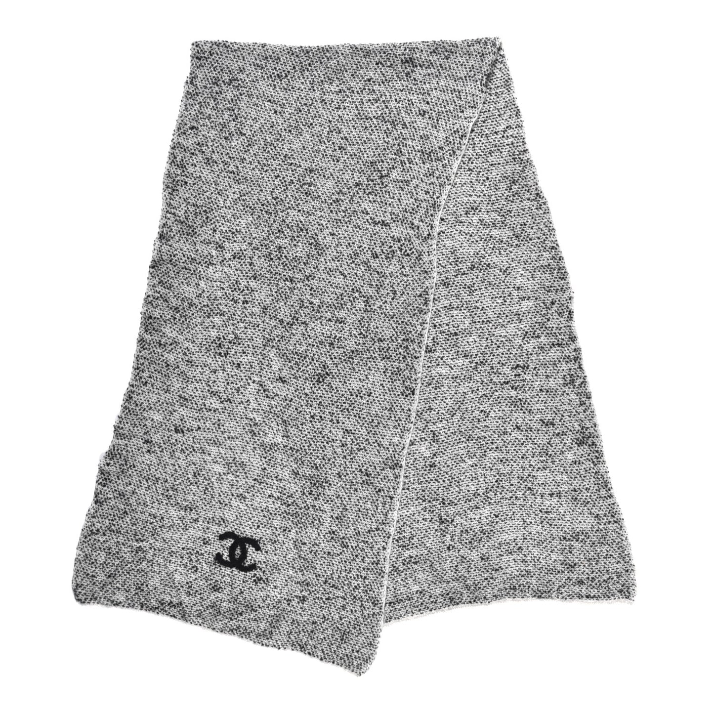 Cashmere Silk Wool CC Stole Black White