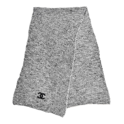 Chanel Cashmere Silk Wool CC Stole Black White 1 of 4