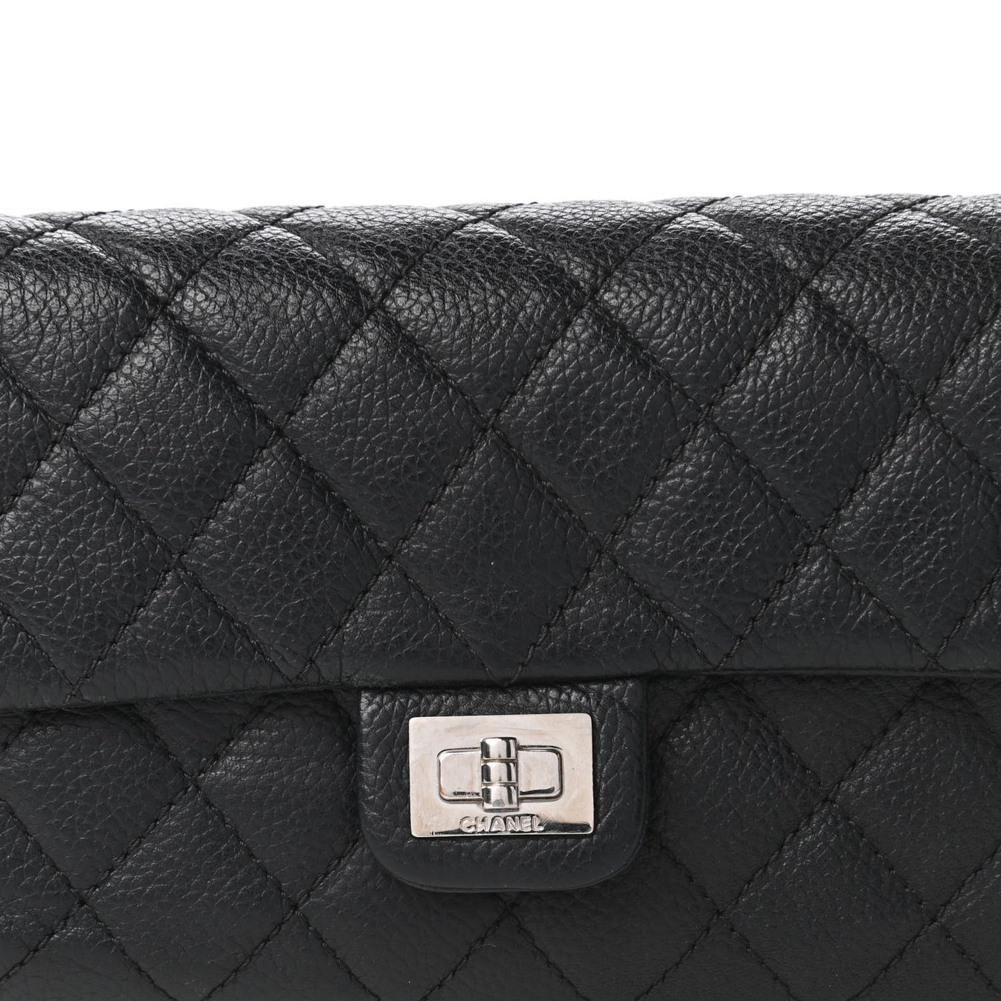 Grained Calfskin Quilted 2.55 Reissue Flap Belt Bag Clutch Black