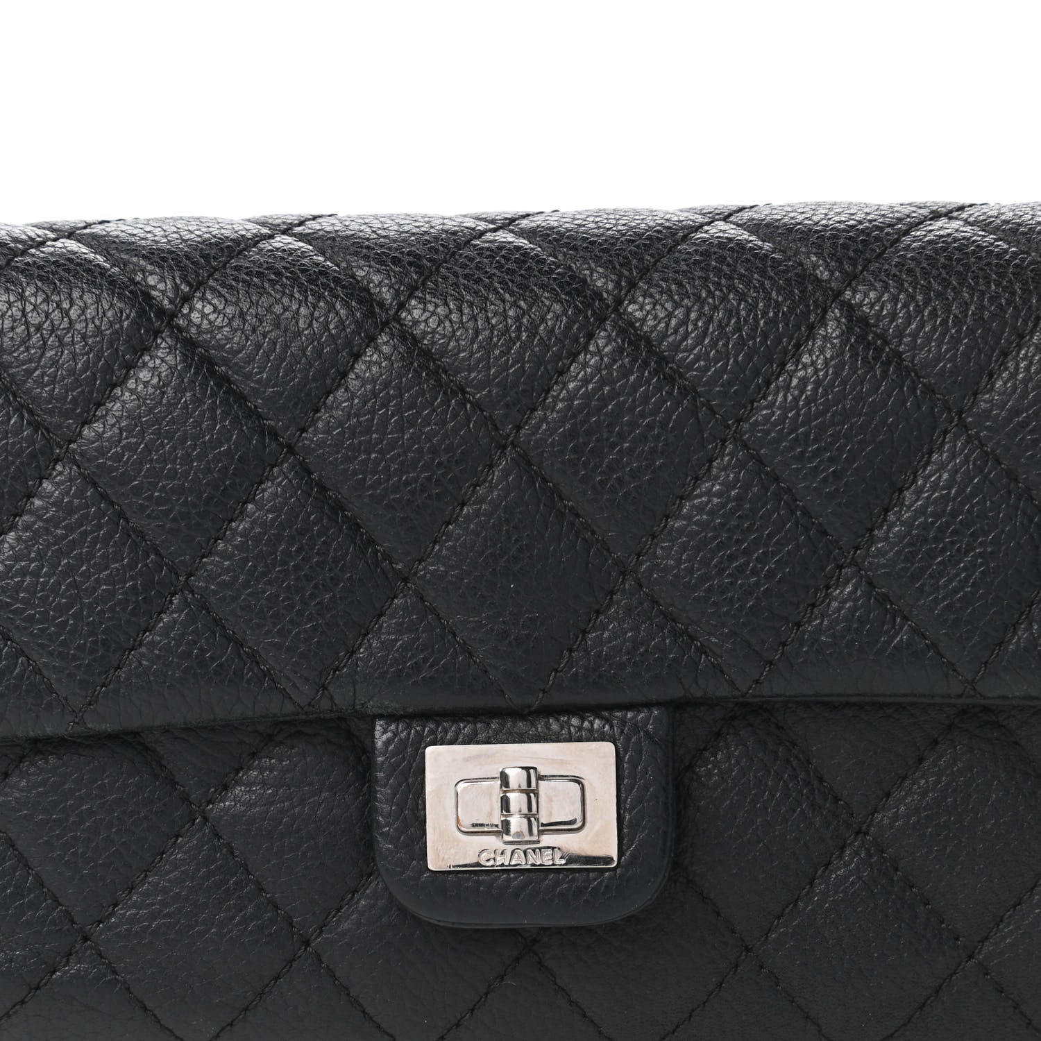 Chanel Grained Calfskin Quilted 2.55 Reissue Flap Belt Bag Clutch Black 10 of 11