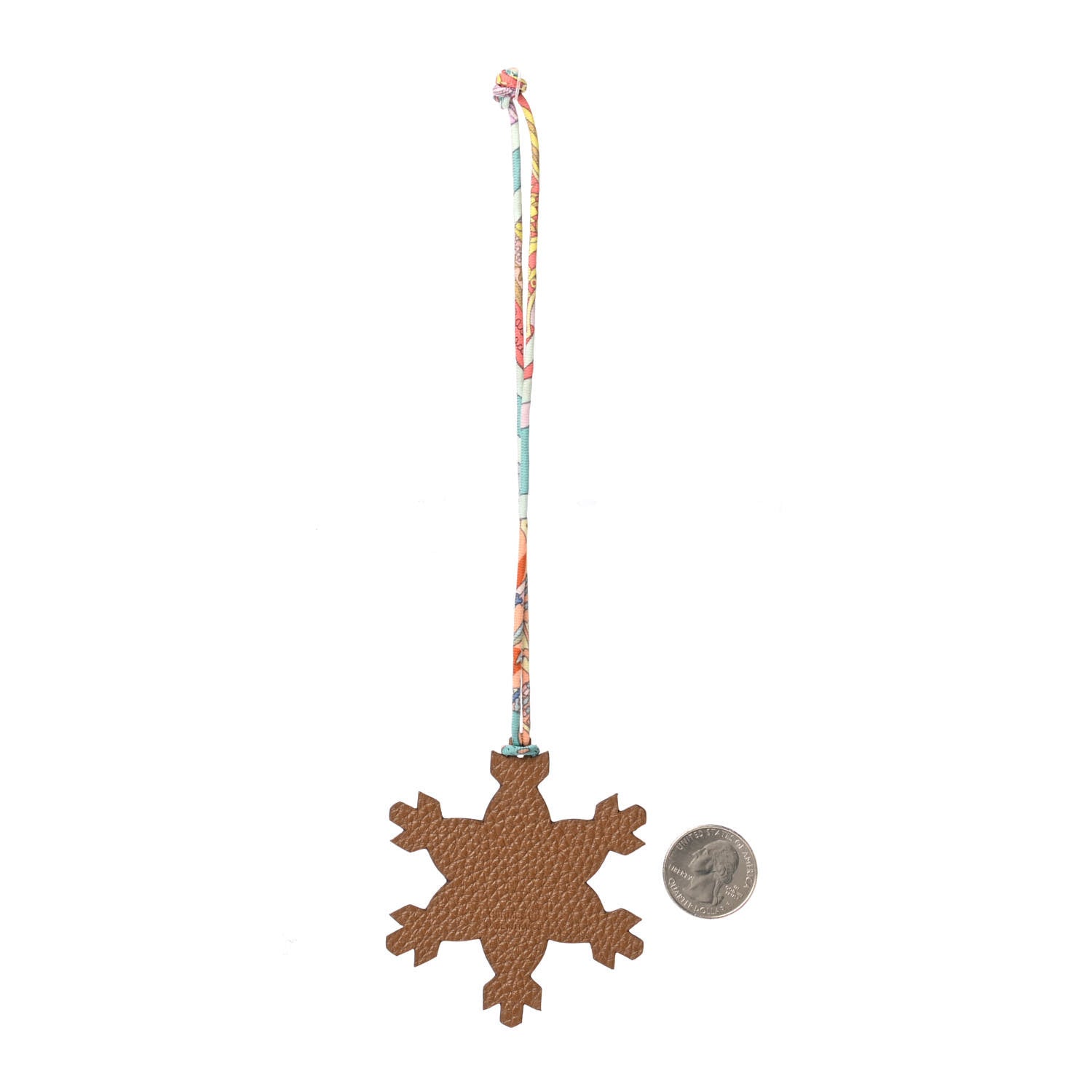 Hermes Togo Epsom Petit H Snowflake Bag Charm Rouge Toffee 2 of 3
