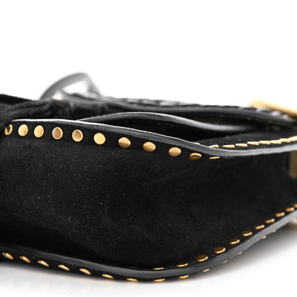 Chloe Suede Calfskin Braided Mini Hudson Shoulder Bag Black 13 of 14
