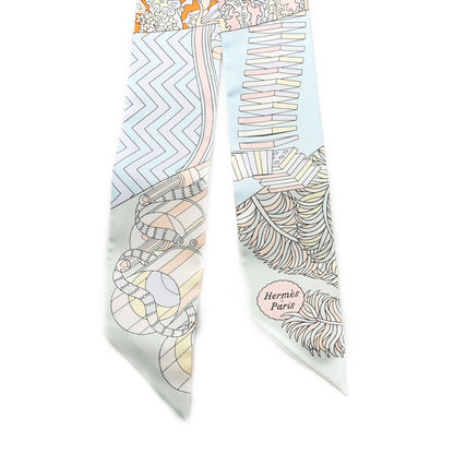 Hermes Silk De l'Ombrelle Aux Duels Twilly Ciel Rose Pale Orange 2 of 3