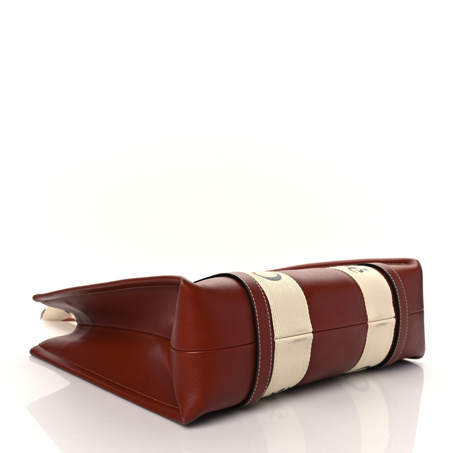 Calfskin Medium Woody Ribbon Tote Sepia Brown
