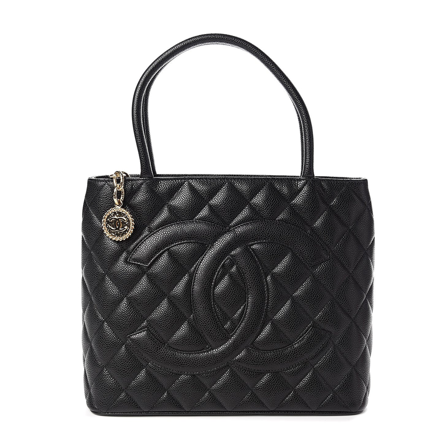 Caviar Quilted Medallion Tote Black