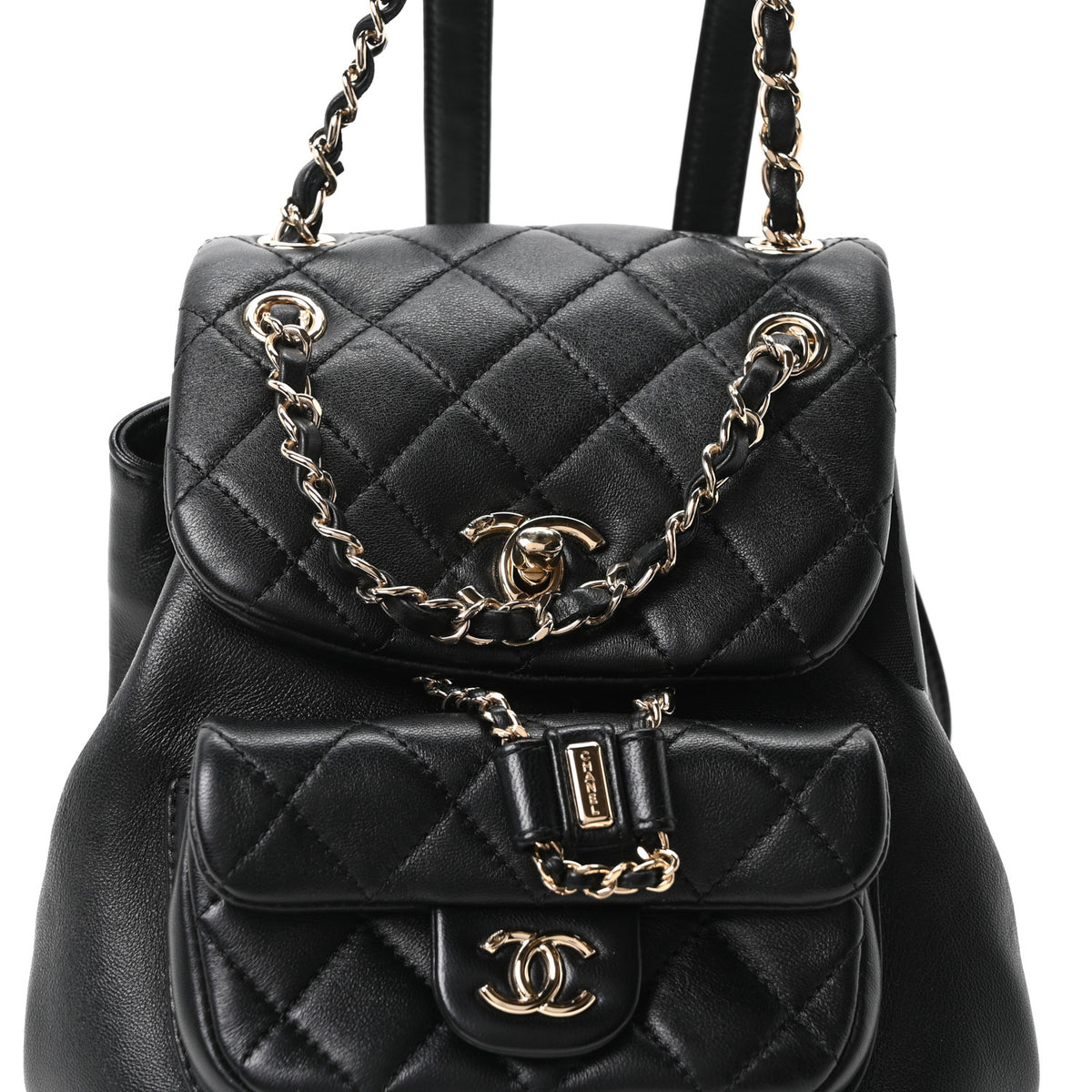 Chanel Lambskin Quilted Small Duma Drawstring Backpack Black 7 of 9