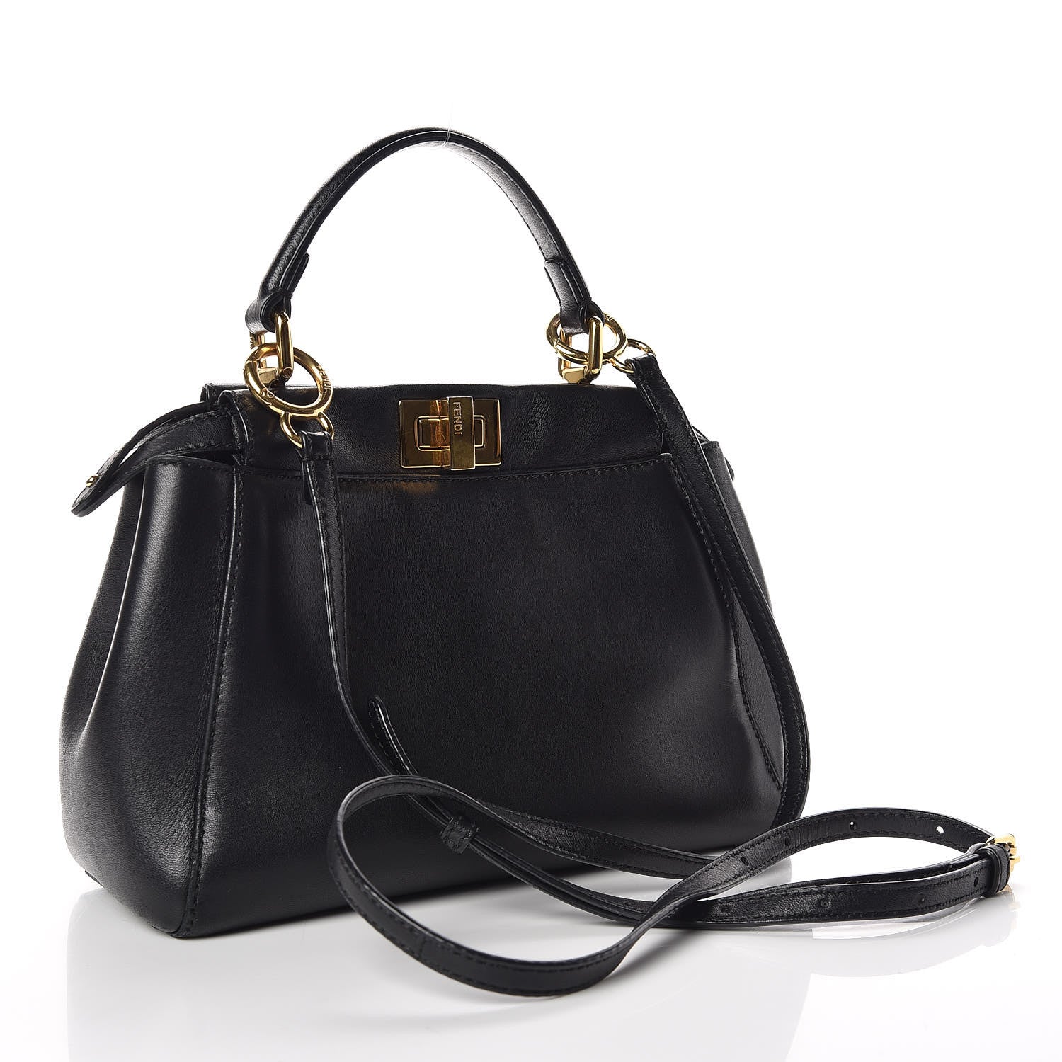Fendi Nappa Mini Peekaboo Iconic Satchel Black 3 of 13