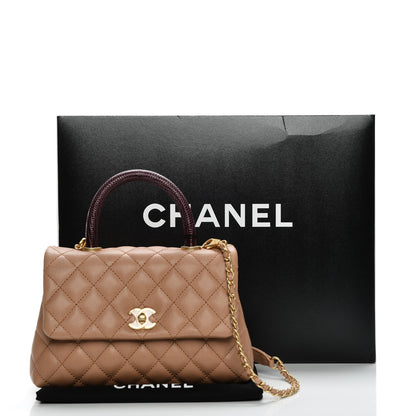 Chanel Caviar Lizard Quilted Mini Coco Handle Flap Beige 9 of 9