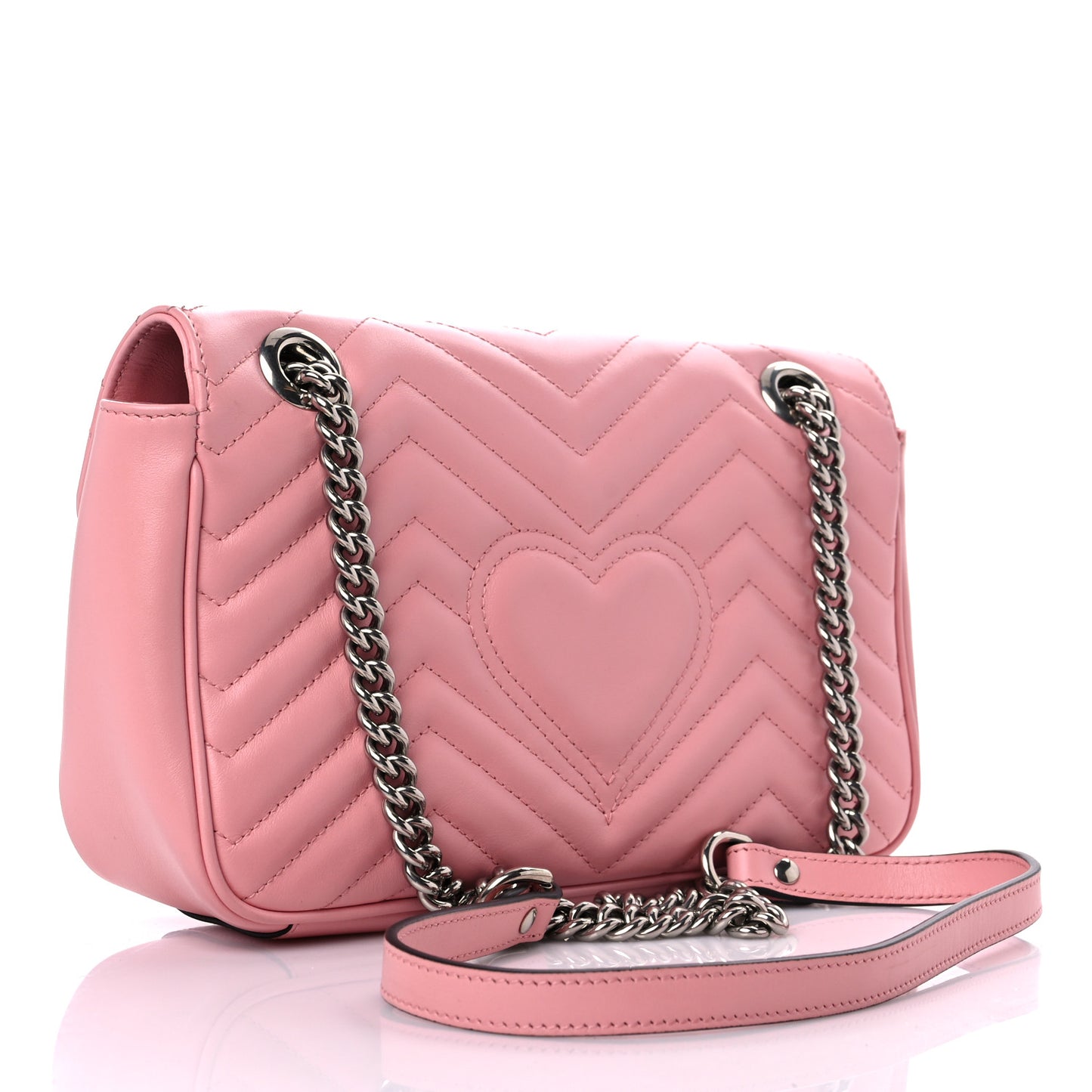 Calfskin Matelasse Small GG Marmont Shoulder Bag Wild Rose