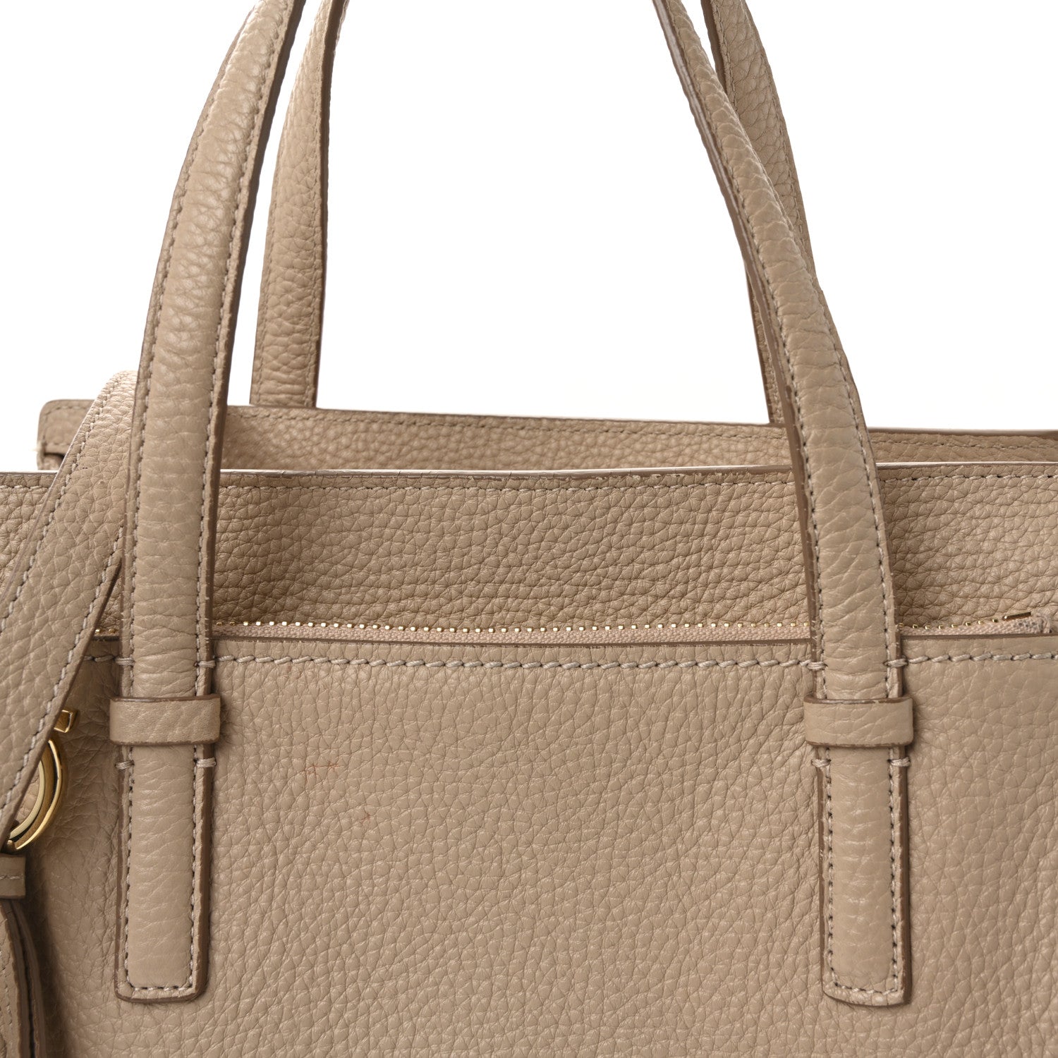 Salvatore Ferragamo Hammered Calfskin Double Handle Small Amy Tote Cumin 7 of 9