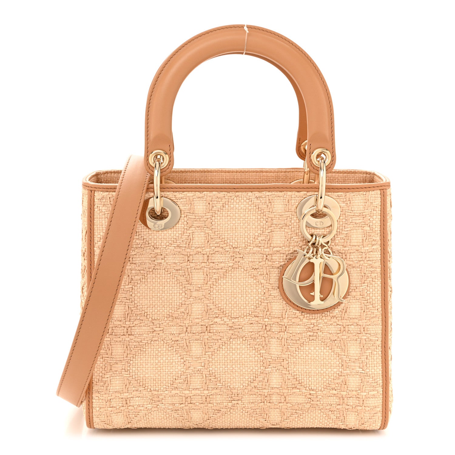 Christian Dior Raffia Medium Lady Dior Bag Beige 1 of 9