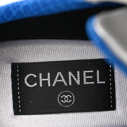 Chanel Calfskin Fabric Sneakers 39 White Silver Fluo Blue 7 of 9