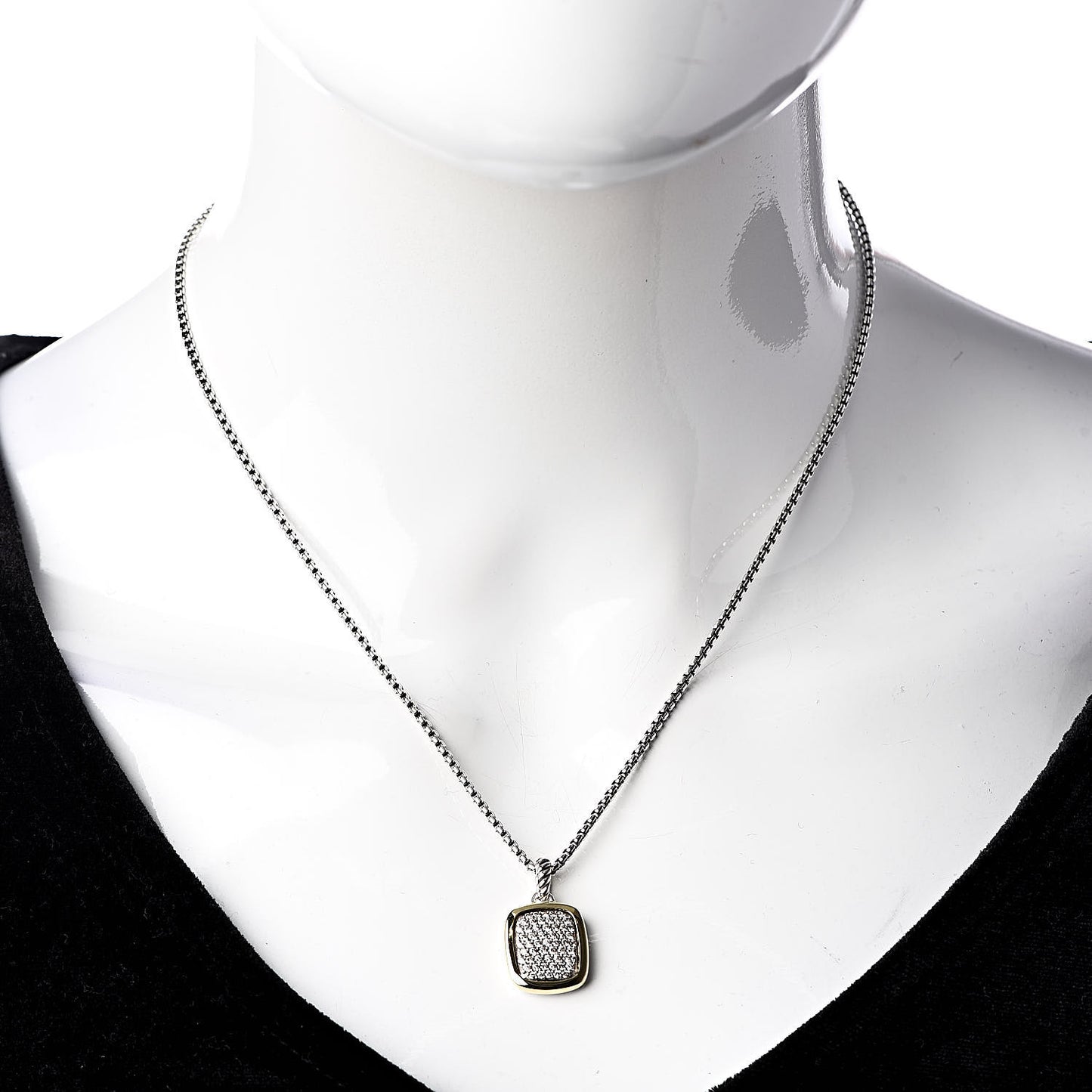 Sterling Silver 18K Yellow Gold Diamond Noblesse Pendant Necklace