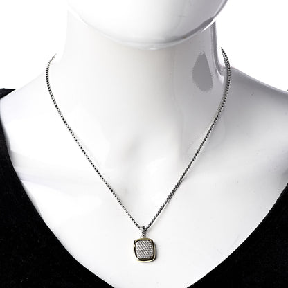 David Yurman Sterling Silver 18K Yellow Gold Diamond Noblesse Pendant Necklace 2 of 5
