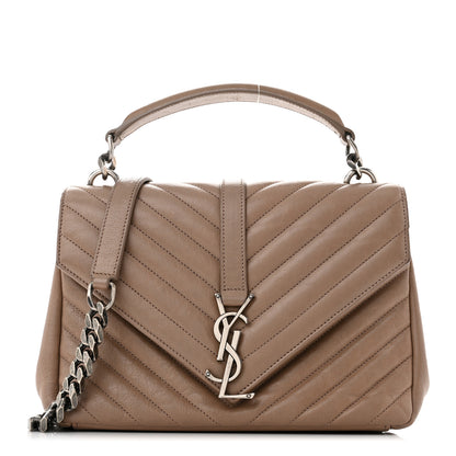 Saint Laurent Sheepskin Matelasse Chevron Monogram Medium College Bag Fard 1 of 10