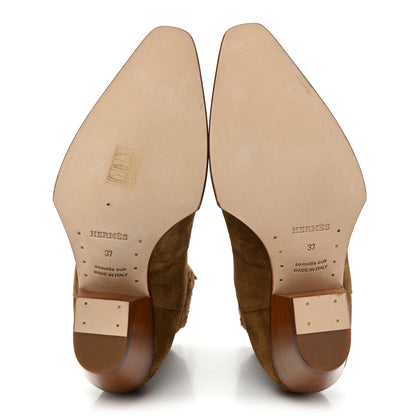 Hermes Suede Womens Vegas Ankle Boot 37 Brun Fume 5 of 9