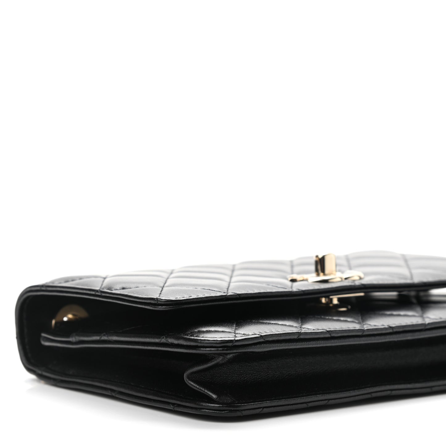 Lambskin Quilted Trendy CC Wallet On Chain WOC Black