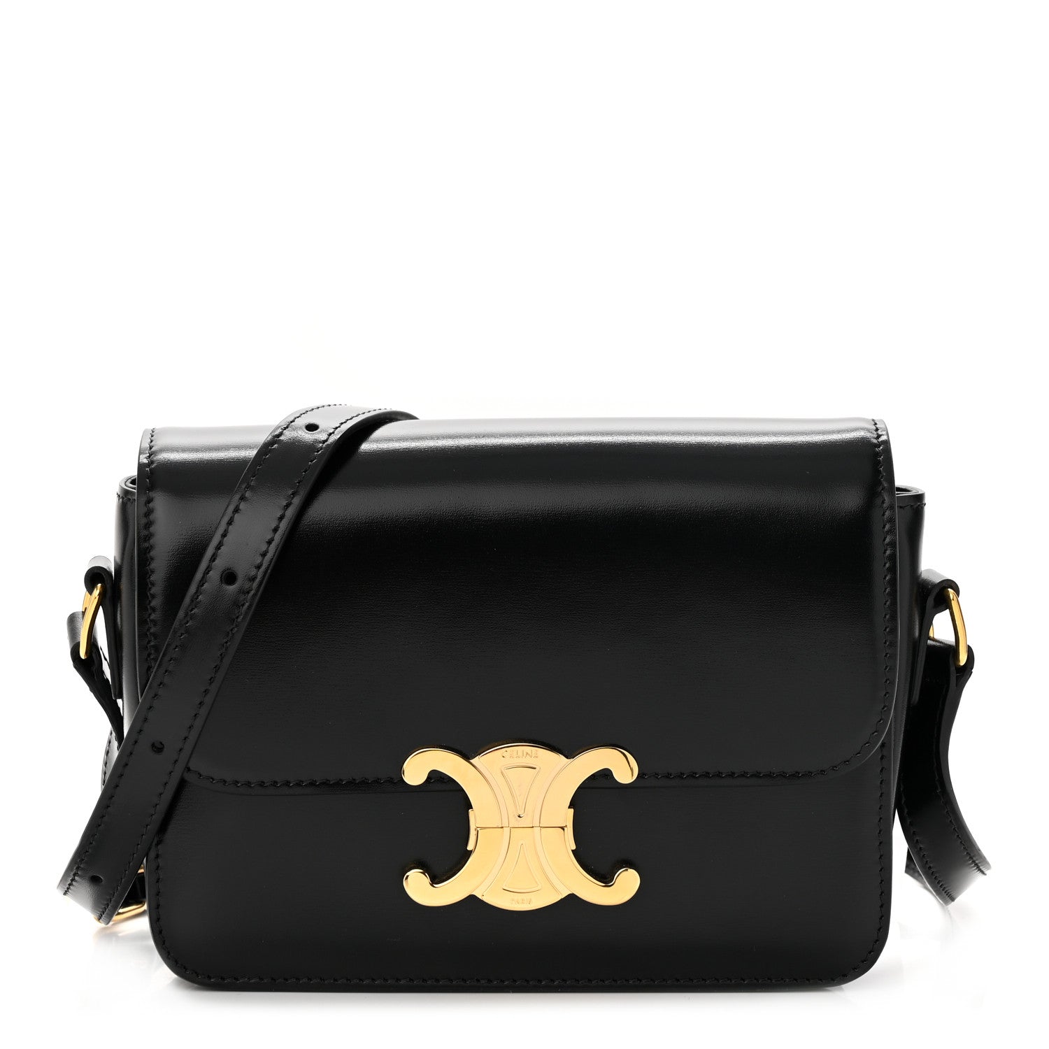 Celine Shiny Calfskin Teen Triomphe Black 1 of 9