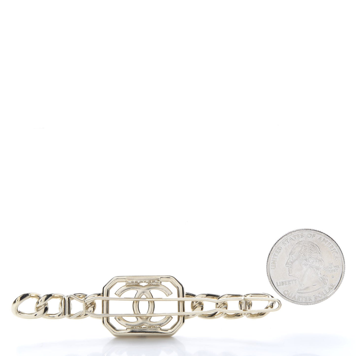 Crystal Chain CC Vendome Hair Clip Barrette Gold