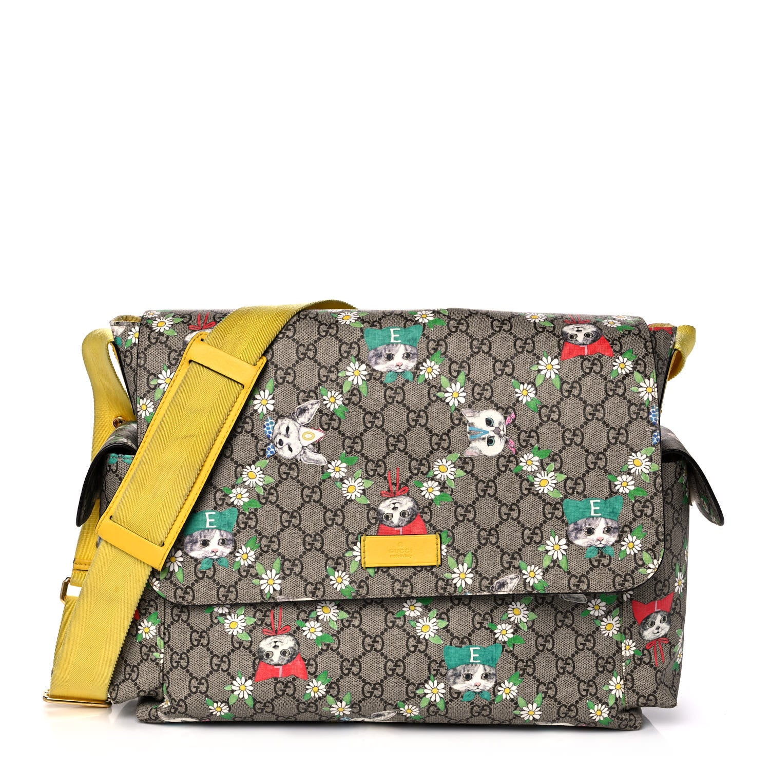 Gucci GG Supreme Monogram Love Pets Diaper Bag Yellow 1 of 15
