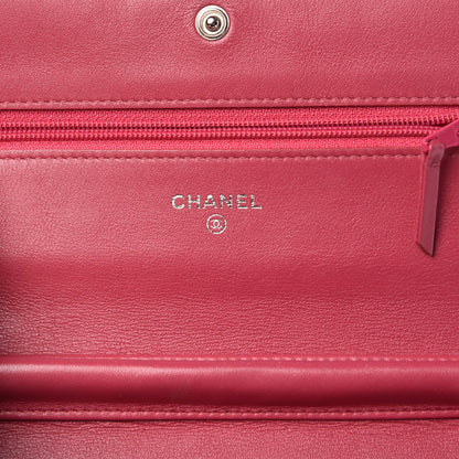 Chanel Patent Camellia Embossed Wallet on Chain WOC Rose 6 of 14