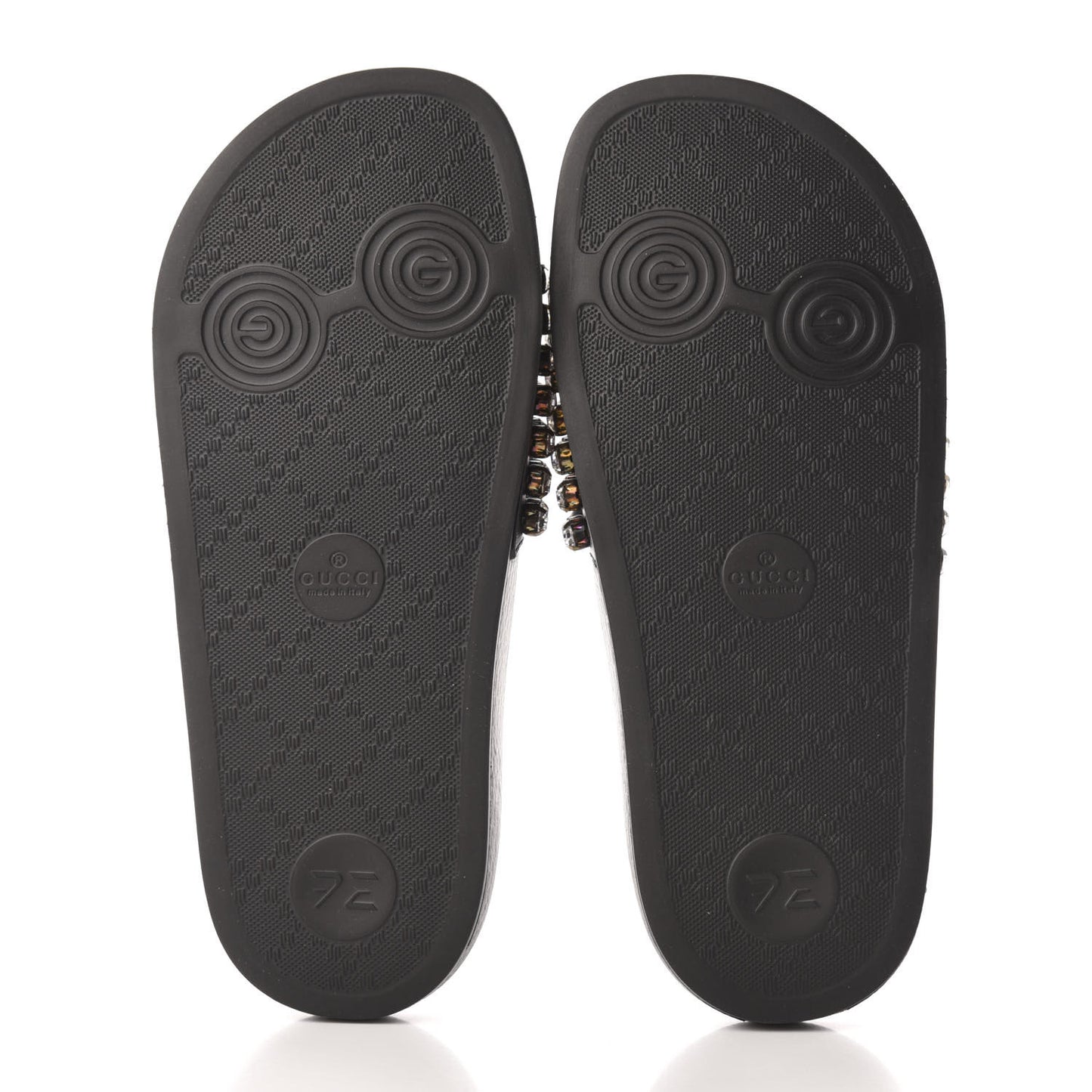 Calfskin Crystal Embellished Web Slide Sandals 35 Blue Red