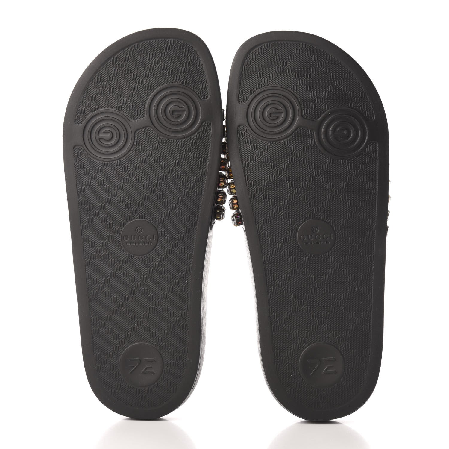 Gucci Calfskin Crystal Embellished Web Slide Sandals 35 Blue Red 5 of 8