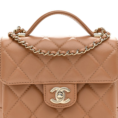 Chanel Lambskin Quilted Mini Retro Twist Top Handle Flap Beige 8 of 12