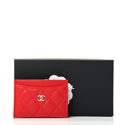 Chanel Caviar Quilted Card Holder Red 4 of 4
