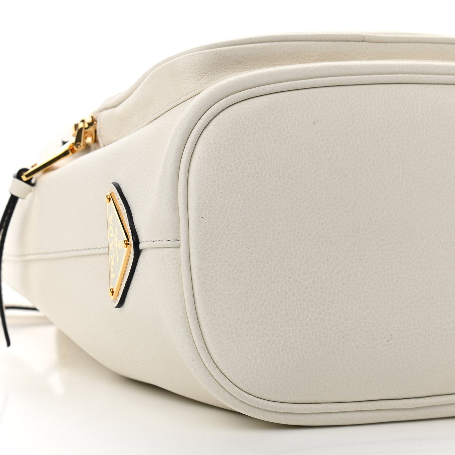 Glace Calfskin Logo Mini Bucket Crossbody Bag White