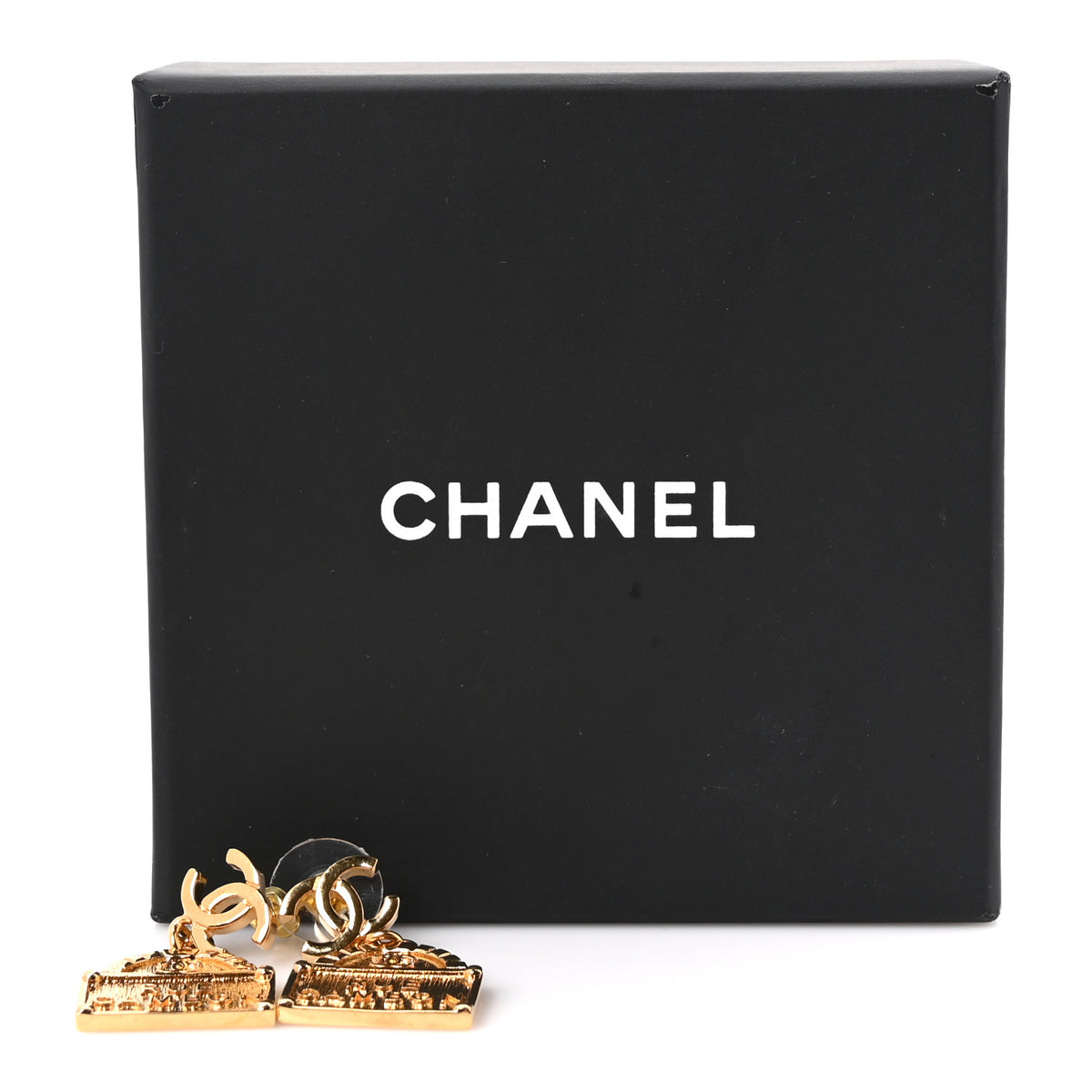 Metal CC Rue Cambon Drop Earrings Gold