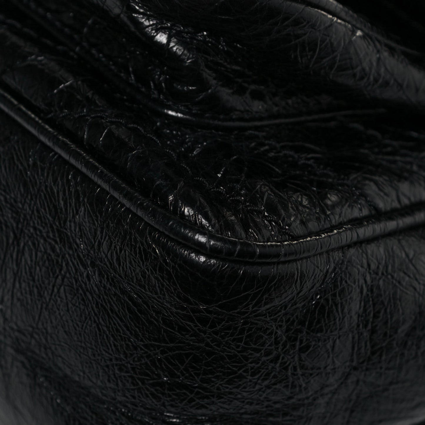 Crinkled Calfskin Matelasse Monogram Medium Niki Chain Satchel Black
