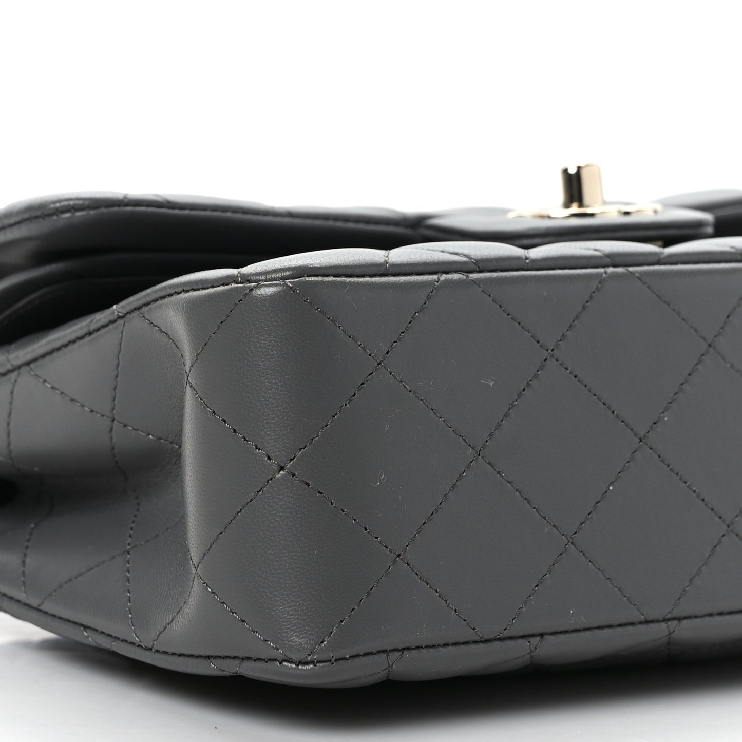 Lambskin Quilted Small Double Flap Grey