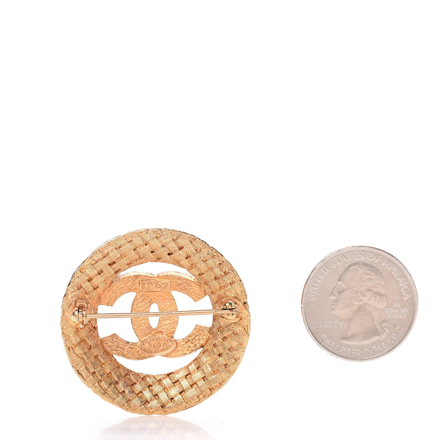 Chanel Woven CC Brooch Gold 2 of 3
