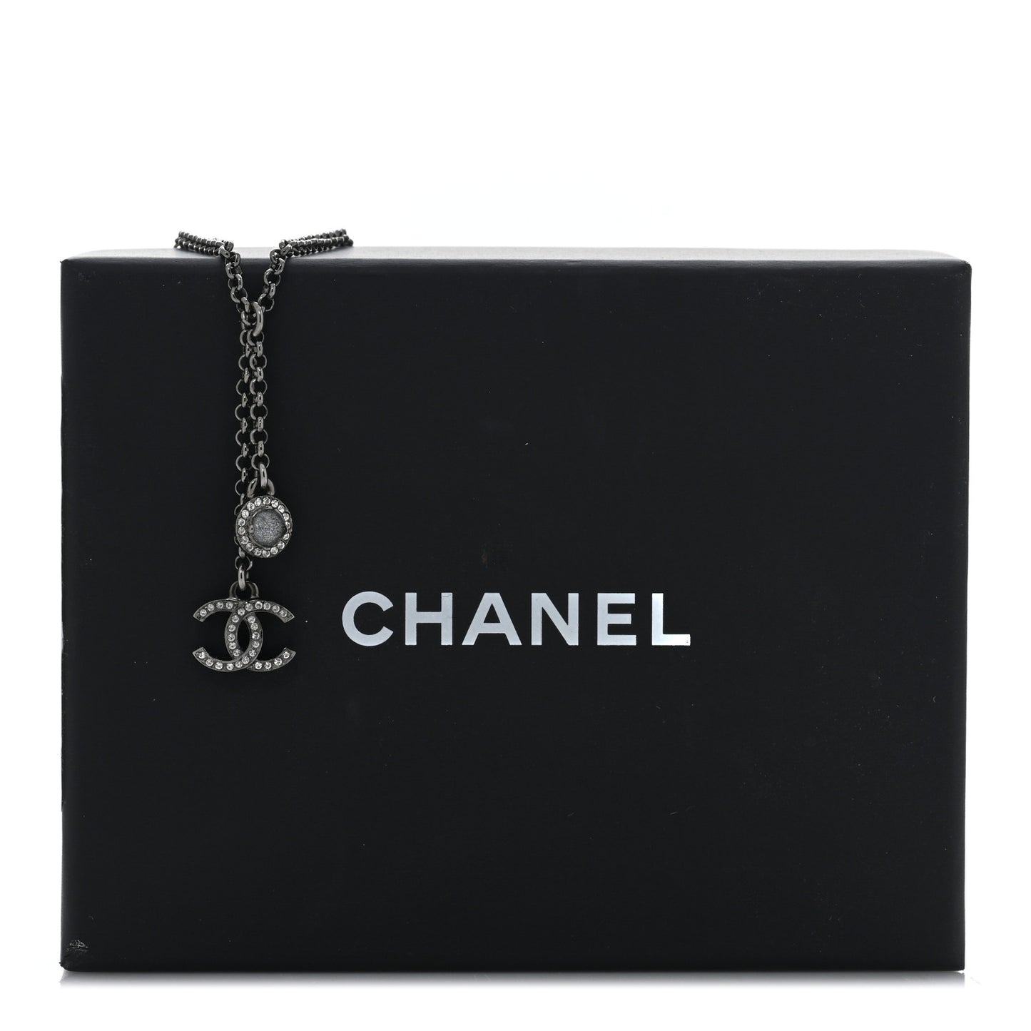 Ruthenium Crystal CC Drop Necklace Black
