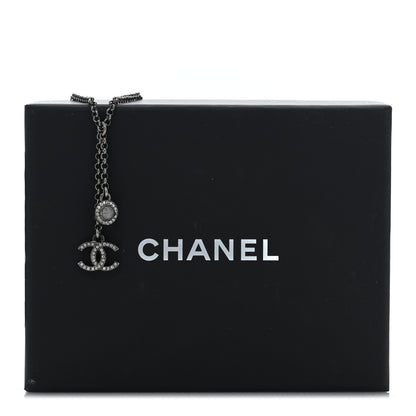 Chanel Ruthenium Crystal CC Drop Necklace Black 4 of 5