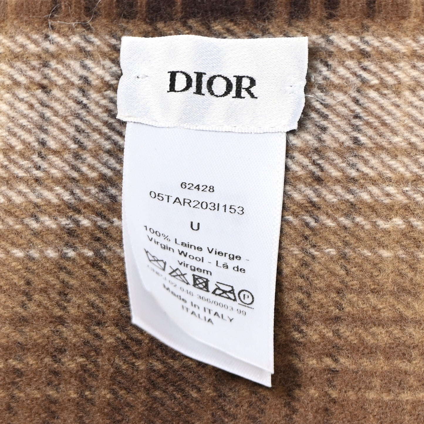 Wool Silk Blend Plaid Fringe Scarf Brown