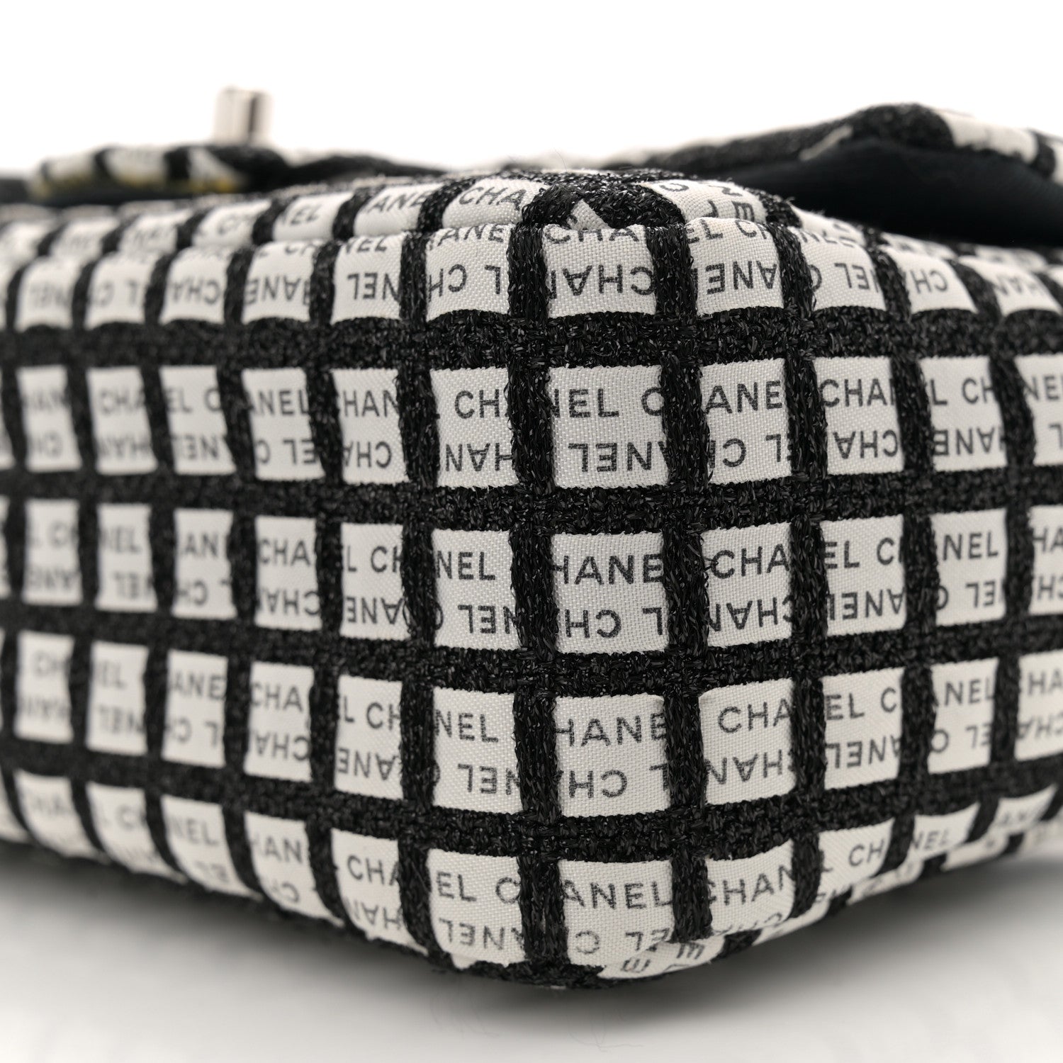 Chanel Ribbon Tweed Mini Rectangular Flap Black Ivory 10 of 11