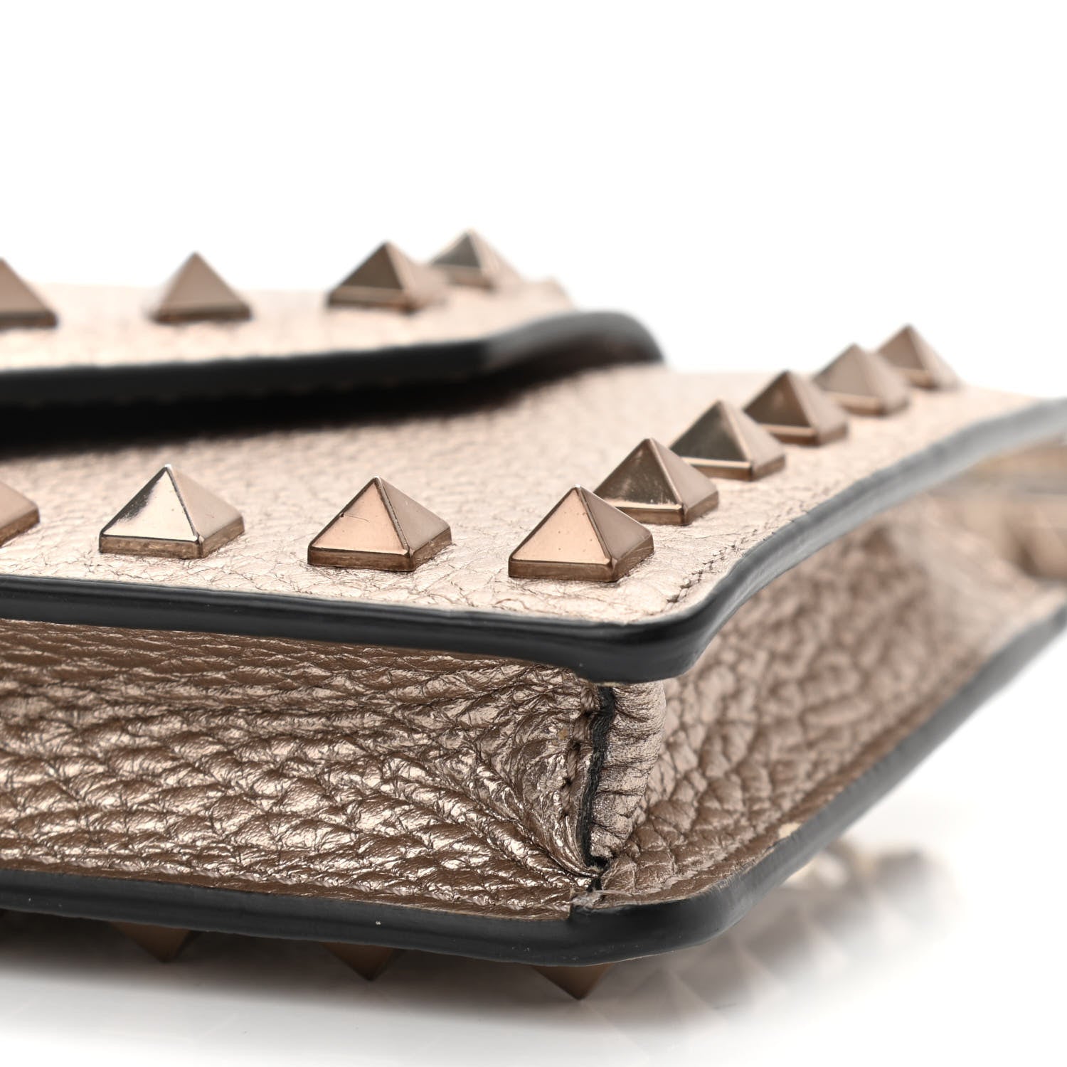 Valentino Garavani Metallic Pebbled Calfskin Rockstud Phone Case With Chain Sasso 9 of 9