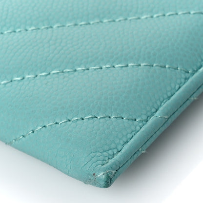 Chanel Caviar Chevron Quilted Card Holder Turquoise 10 of 10