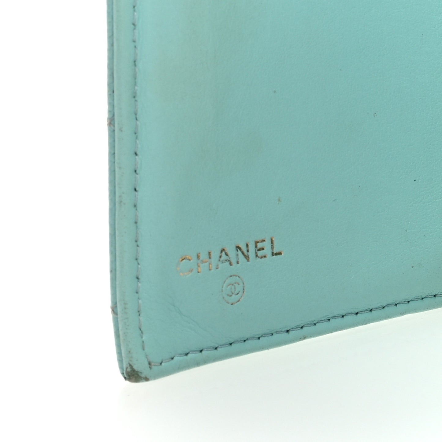 Caviar Quilted Medium Flap Wallet Light Blue
