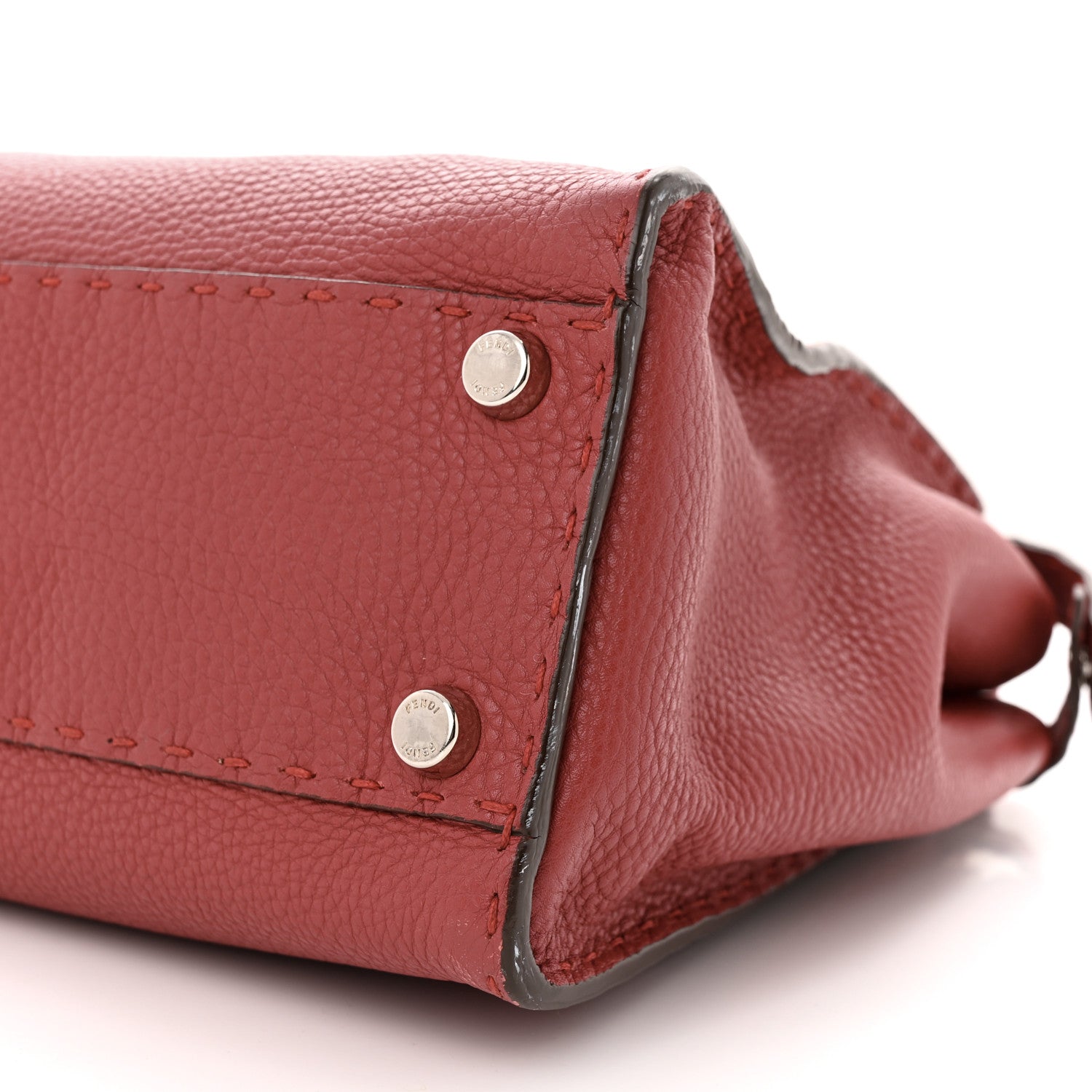 Fendi Cuoio Romano Selleria Bi-Color Medium Peekaboo Iconic Satchel Rosso Latte 11 of 15